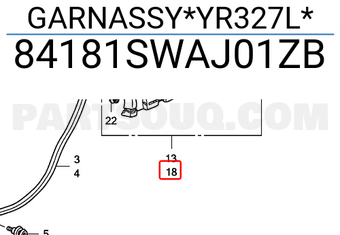 Honda 84181SWAJ01ZB GARNASSY*YR327L*