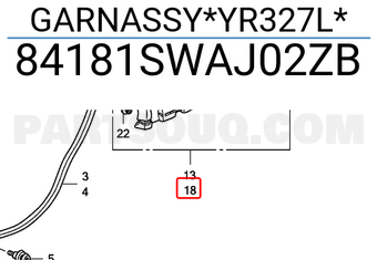 Honda 84181SWAJ02ZB GARNASSY*YR327L*