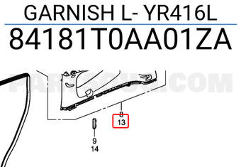 Honda 84181T0AA01ZA GARNISH L- YR416L