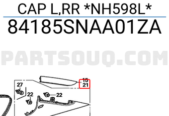 Honda 84185SNAA01ZA CAP L,RR *NH598L*