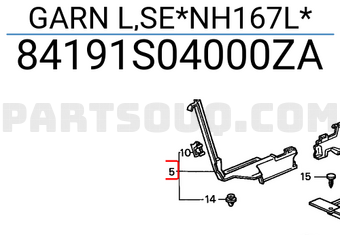 Honda 84191S04000ZA GARN L,SE*NH167L*