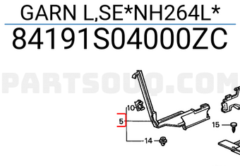 Honda 84191S04000ZC GARN L,SE*NH264L*
