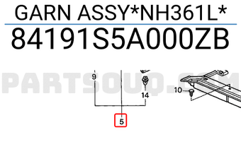 Honda 84191S5A000ZB GARN ASSY*NH361L*