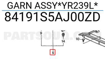 Honda 84191S5AJ00ZD GARN ASSY*YR239L*