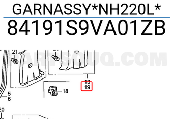 Honda 84191S9VA01ZB GARNASSY*NH220L*
