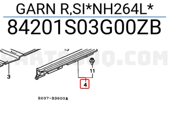 Honda 84201S03G00ZB GARN R,SI*NH264L*