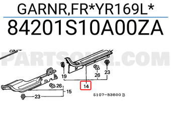 Honda 84201S10A00ZA GARNR,FR*YR169L*