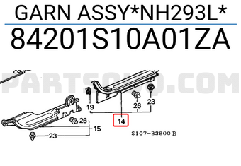 Honda 84201S10A01ZA GARN ASSY*NH293L*