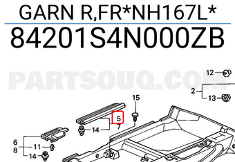Honda 84201S4N000ZB GARN R,FR*NH167L*