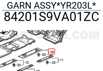Honda 84201S9VA01ZC GARN ASSY*YR203L*