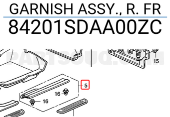 Honda 84201SDAA00ZC GARNISH ASSY., R. FR