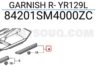 Honda 84201SM4000ZC GARNISH R- YR129L