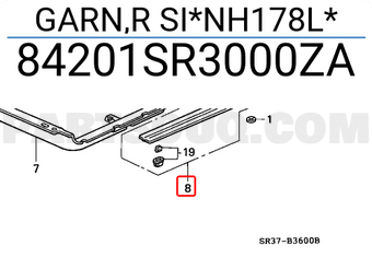 Honda 84201SR3000ZA GARN,R SI*NH178L*