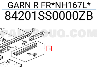 Honda 84201SS0000ZB GARN R FR*NH167L*