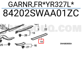 Honda 84202SWAA01ZC GARNR,FR*YR327L*