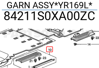 Honda 84211S0XA00ZC GARN ASSY*YR169L*