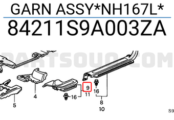 Honda 84211S9A003ZA GARN ASSY*NH167L*