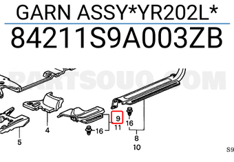 Honda 84211S9A003ZB GARN ASSY*YR202L*