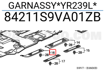 Honda 84211S9VA01ZB GARNASSY*YR239L*