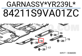 Honda 84211S9VA01ZC GARNASSY*YR239L*
