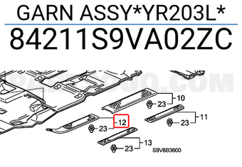 Honda 84211S9VA02ZC GARN ASSY*YR203L*