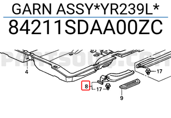 Honda 84211SDAA00ZC GARN ASSY*YR239L*