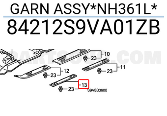 Honda 84212S9VA01ZB GARN ASSY*NH361L*