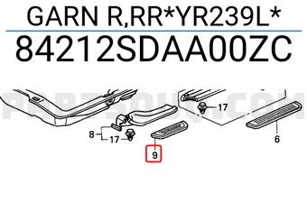 Honda 84212SDAA00ZC GARN R,RR*YR239L*