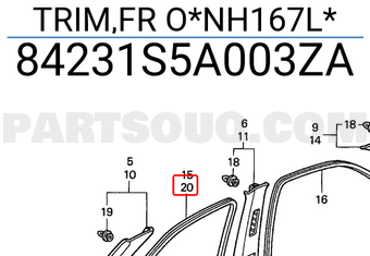 Honda 84231S5A003ZA TRIM,FR O*NH167L*