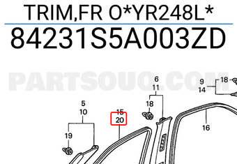 Honda 84231S5A003ZD TRIM,FR O*YR248L*