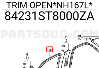 Honda 84231ST8000ZA TRIM OPEN*NH167L*