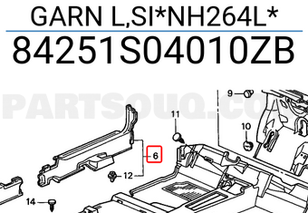 Honda 84251S04010ZB GARN L,SI*NH264L*