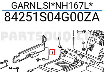 Honda 84251S04G00ZA GARNL,SI*NH167L*
