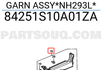 Honda 84251S10A01ZA GARN ASSY*NH293L*