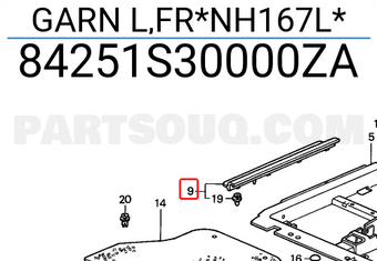 Honda 84251S30000ZA GARN L,FR*NH167L*