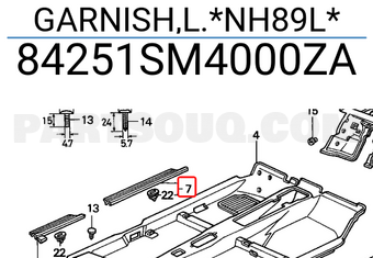 Honda 84251SM4000ZA GARNISH,L.*NH89L*