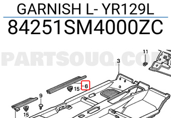 Honda 84251SM4000ZC GARNISH L- YR129L