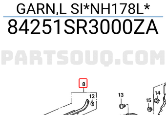 Honda 84251SR3000ZA GARN,L SI*NH178L*