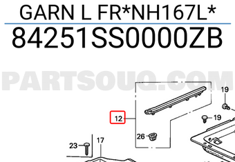 Honda 84251SS0000ZB GARN L FR*NH167L*