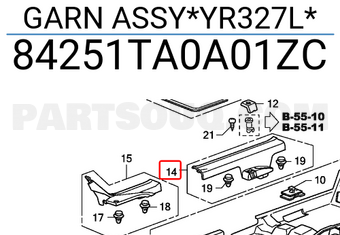 Honda 84251TA0A01ZC GARN ASSY*YR327L*