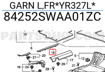 Honda 84252SWAA01ZC GARN L,FR*YR327L*