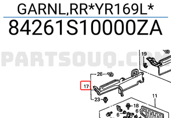 Honda 84261S10000ZA GARNL,RR*YR169L*