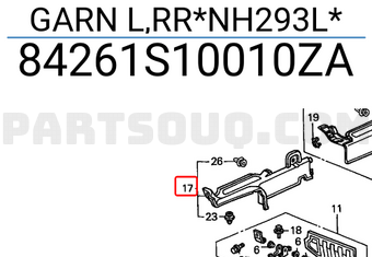 Honda 84261S10010ZA GARN L,RR*NH293L*