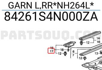 Honda 84261S4N000ZA GARN L,RR*NH264L*