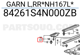 Honda 84261S4N000ZB GARN L,RR*NH167L*