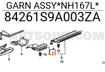 Honda 84261S9A003ZA GARN ASSY*NH167L*