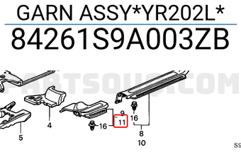 Honda 84261S9A003ZB GARN ASSY*YR202L*