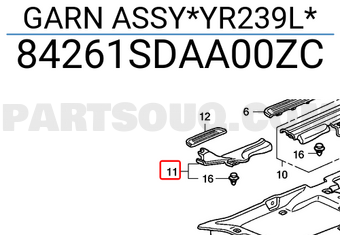 Honda 84261SDAA00ZC GARN ASSY*YR239L*