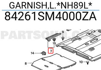 Honda 84261SM4000ZA GARNISH,L.*NH89L*