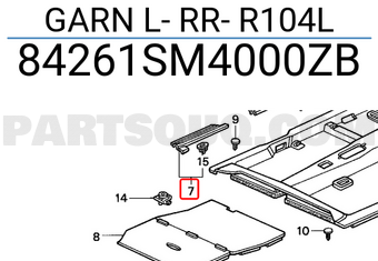Honda 84261SM4000ZB GARN L- RR- R104L
